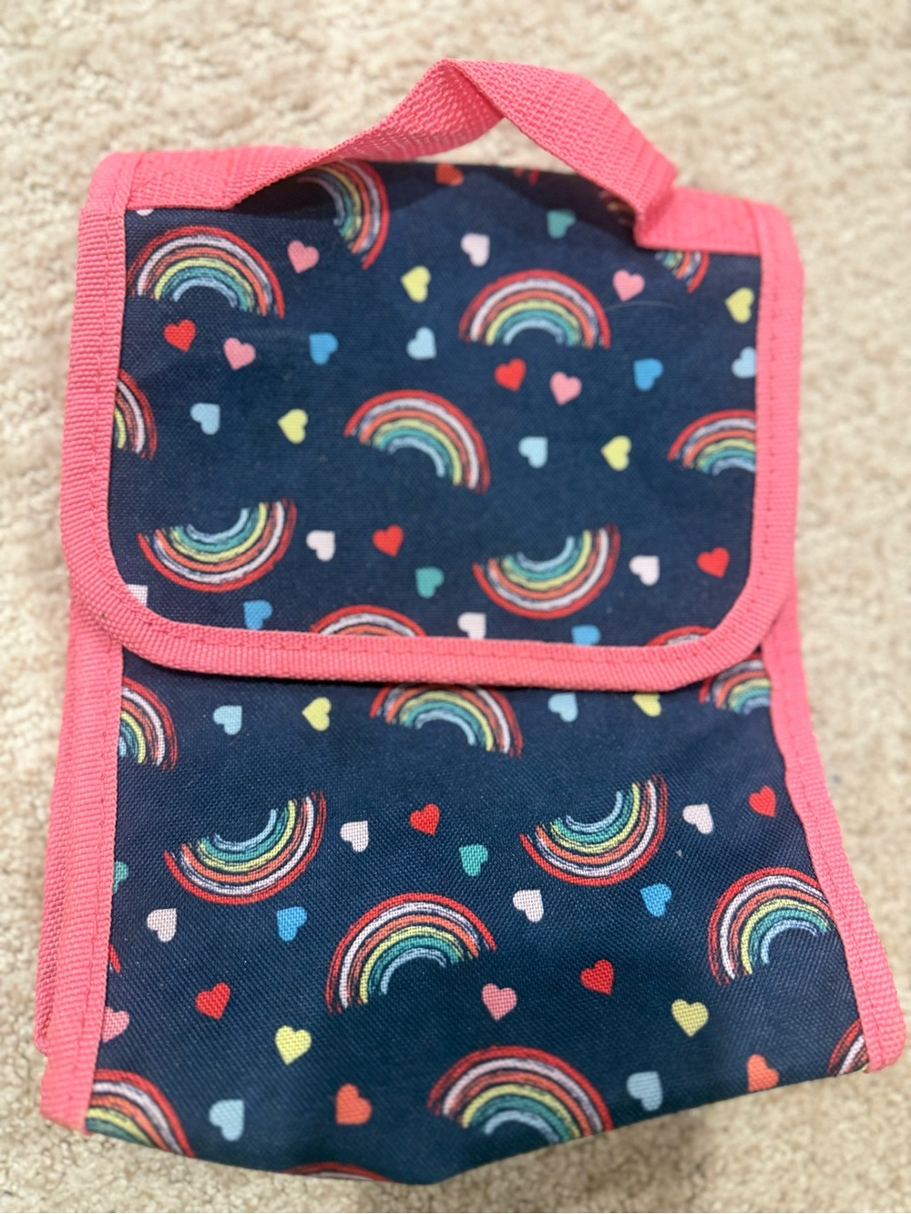 Kids Rainbow Heart Lunch Bag - Pink Trim